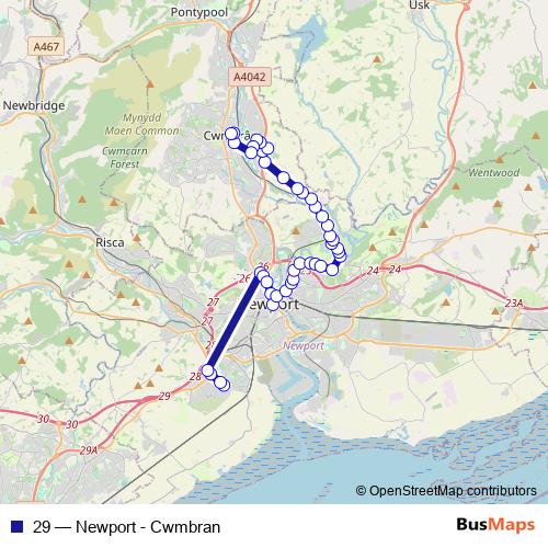29 bus Line Map