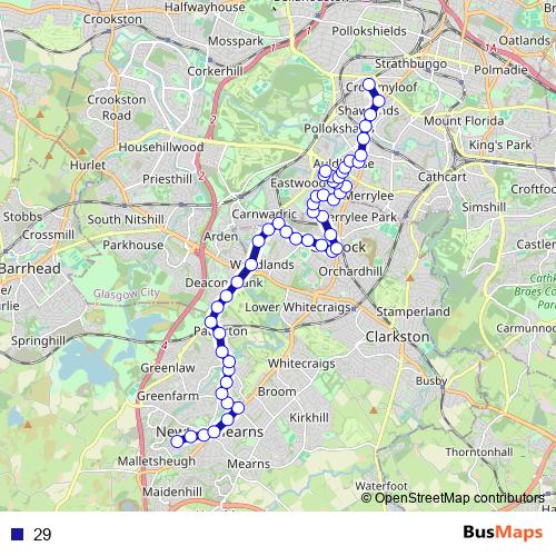 29 bus Line Map