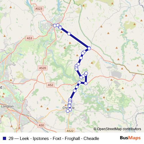 29 bus Line Map