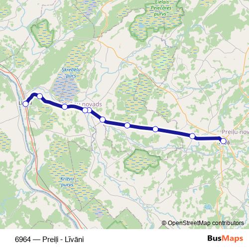 6964 bus Line Map