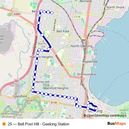 25 bus Line Map