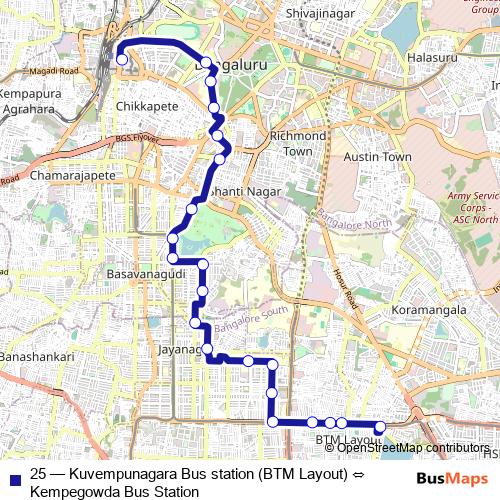 25 bus Line Map