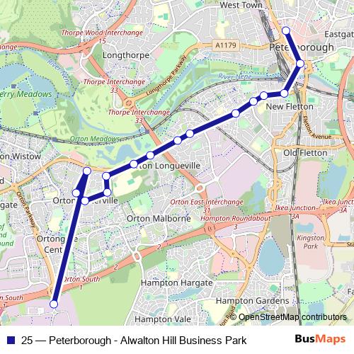 25 bus Line Map