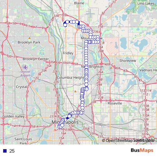 25 bus Line Map