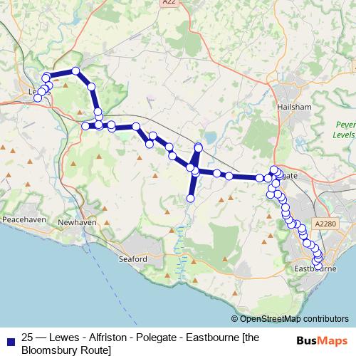 25 bus Line Map