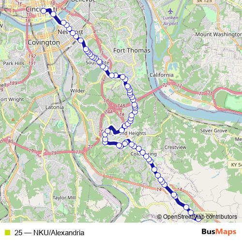 25 bus Line Map