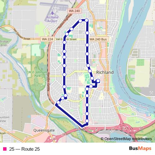 25 bus Line Map