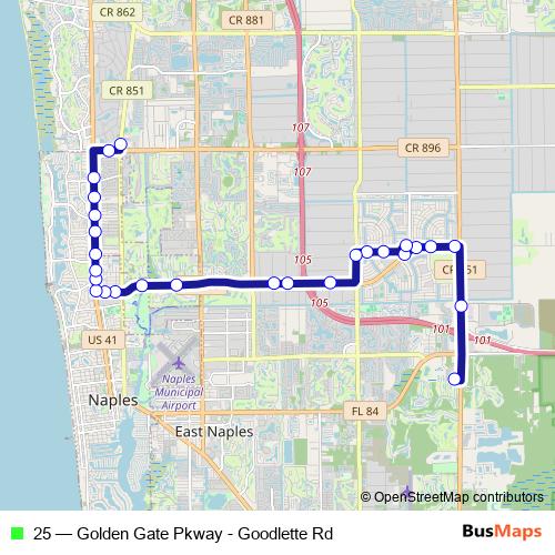 25 bus Line Map