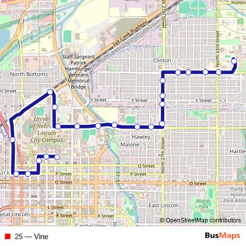 25 bus Line Map
