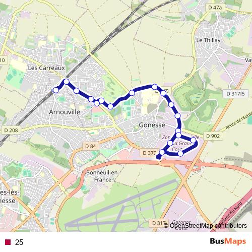 25 bus Line Map