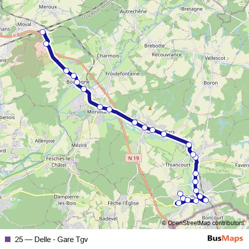 25 bus Line Map