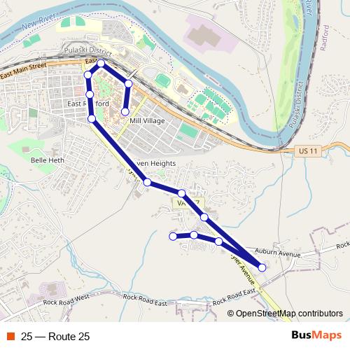 25 bus Line Map