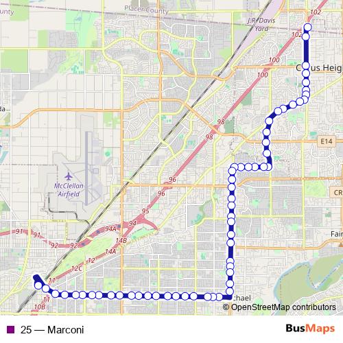 25 bus Line Map