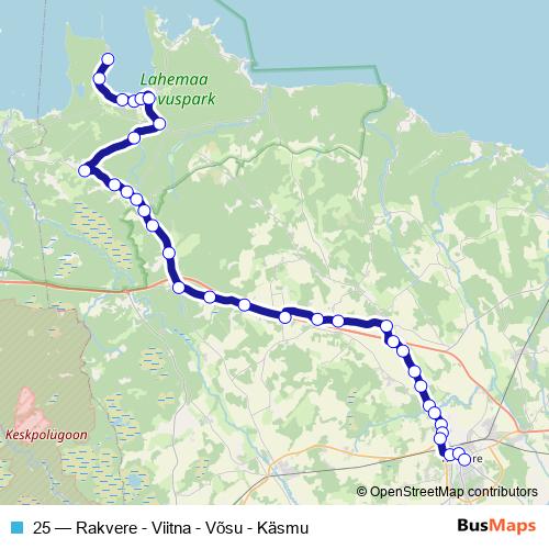 25 bus Line Map