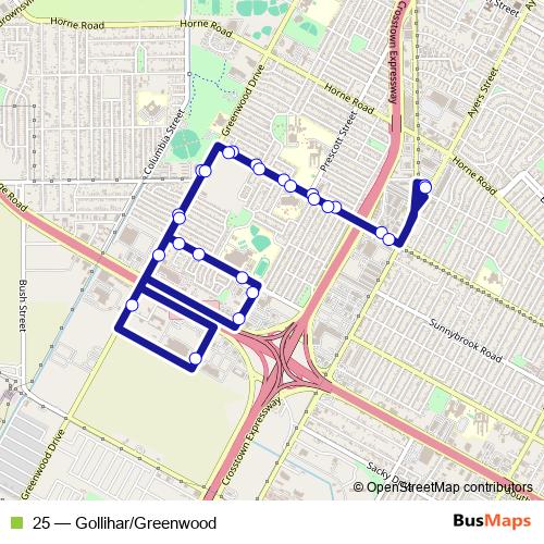 25 bus Line Map