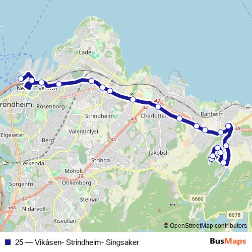 25 bus Line Map