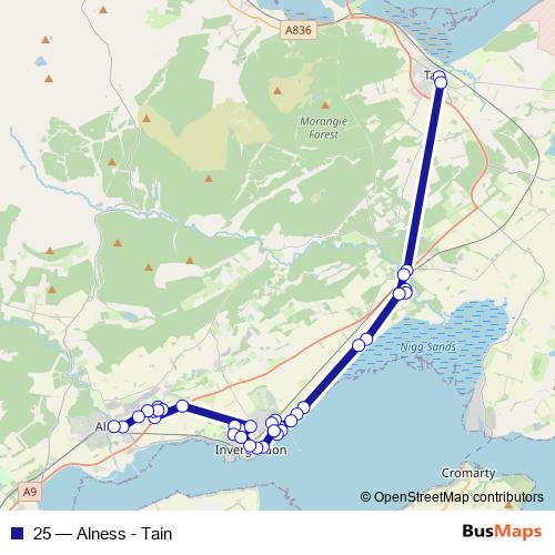 25 bus Line Map