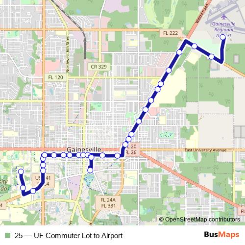 25 bus Line Map
