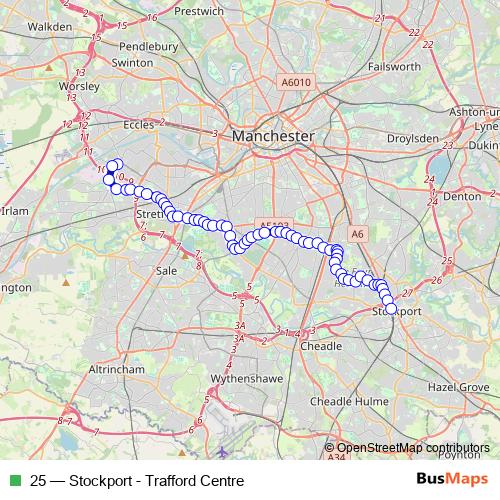 25 bus Line Map