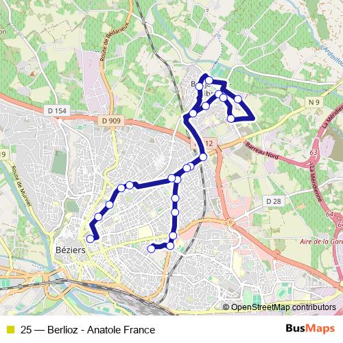 25 bus Line Map