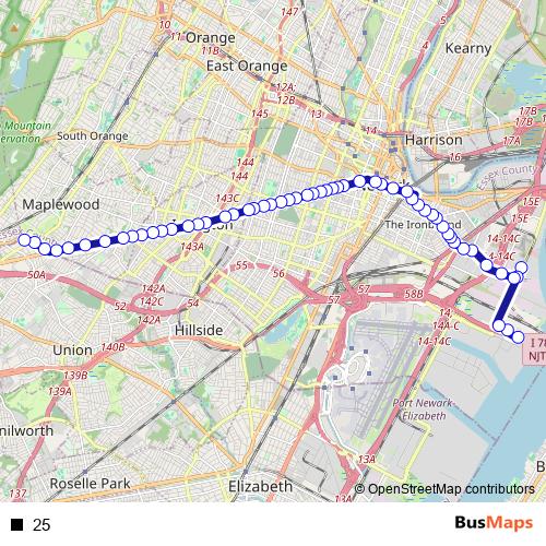 25 bus Line Map