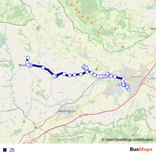 25 bus Line Map