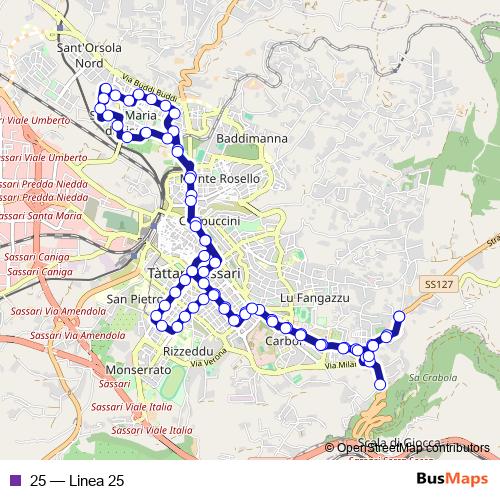 25 bus Line Map