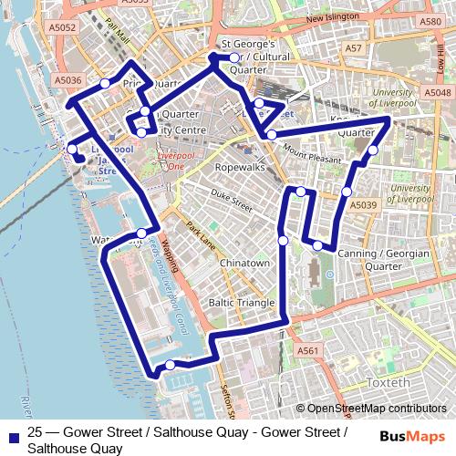 25 bus Line Map
