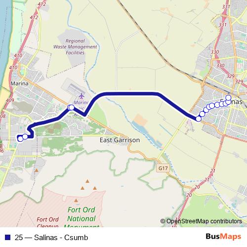 25 bus Line Map