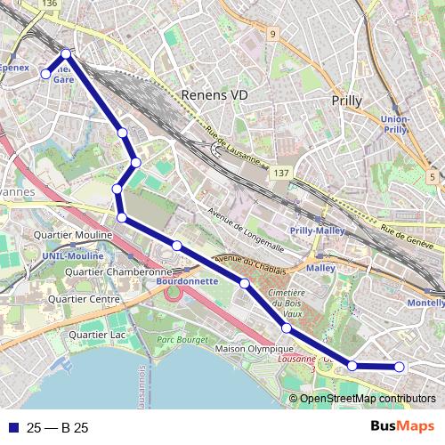 25 bus Line Map