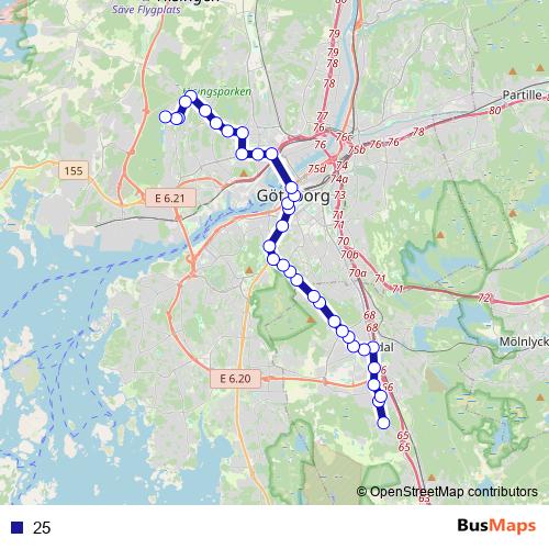 25 bus Line Map