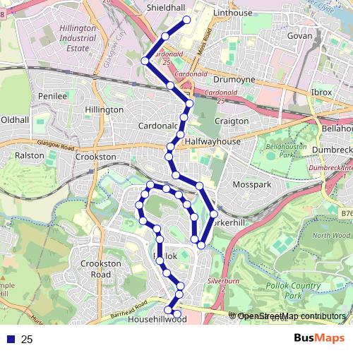 25 bus Line Map
