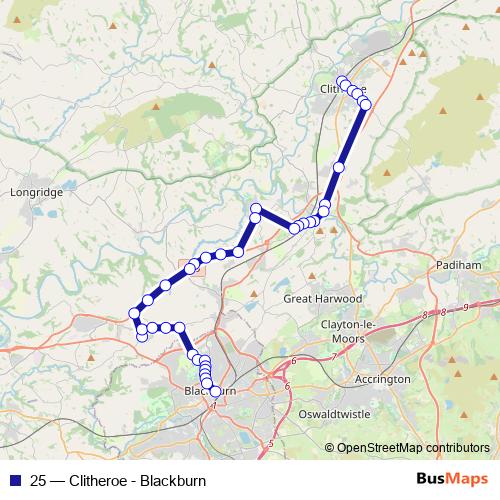 25 Route: Stops, Schedules & Maps - Clitheroe - Blackburn