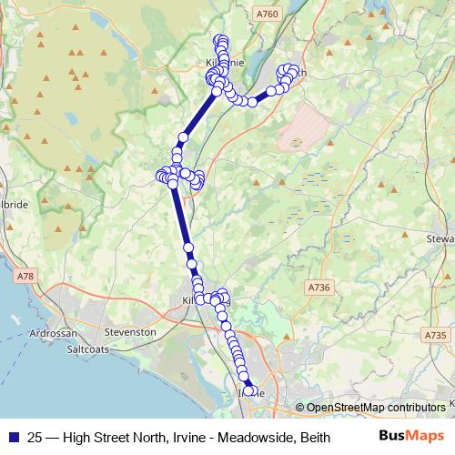 25 bus Line Map