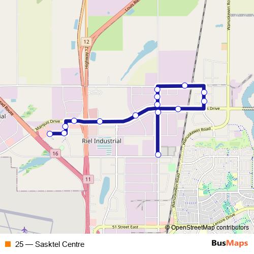 25 bus Line Map