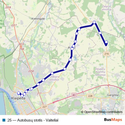25 bus Line Map