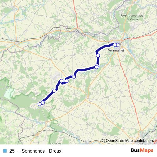 25 bus Line Map
