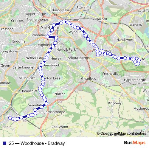 25 bus Line Map