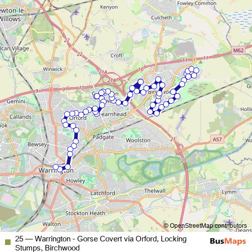 25 bus Line Map