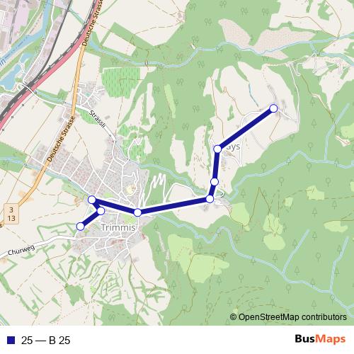 25 bus Line Map