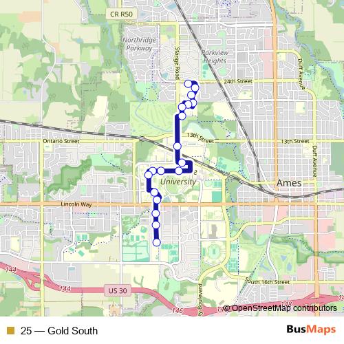 25 bus Line Map