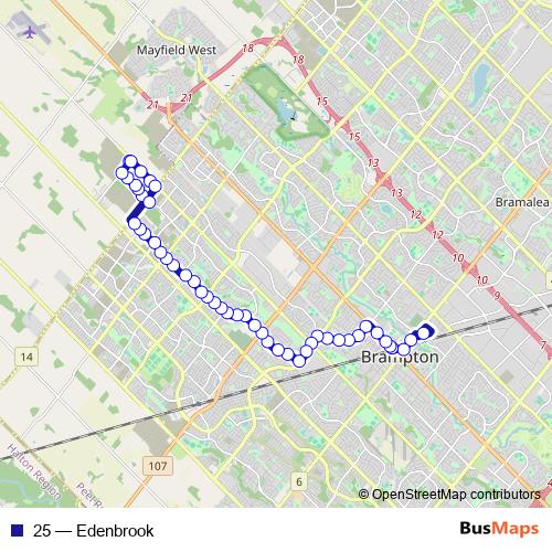 25 bus Line Map
