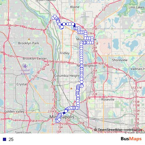 25 bus Line Map
