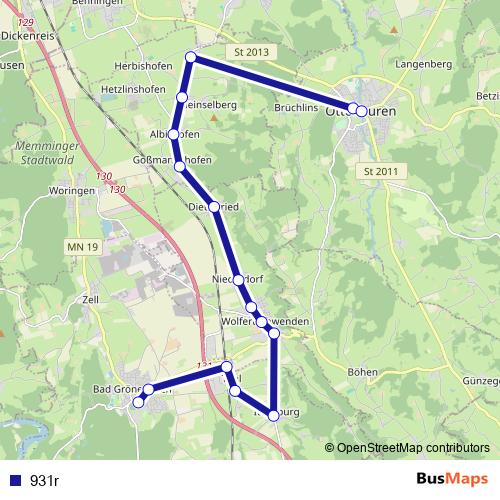 931r bus Line Map