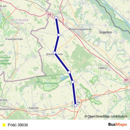 Pótló 39838 bus Line Map
