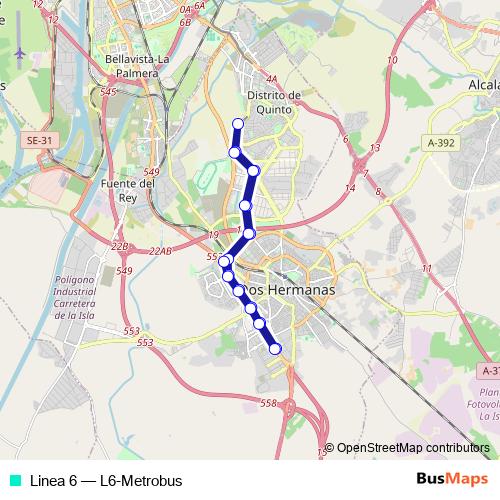 Linea 6 bus Line Map