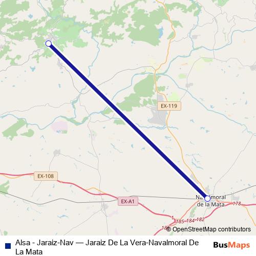 Alsa - Jaraiz-Nav bus Line Map