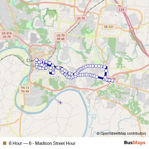 6 Hour bus Line Map