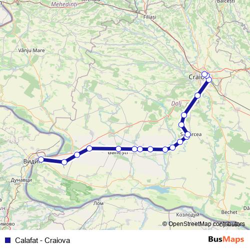 Calafat - Craiova rail Line Map