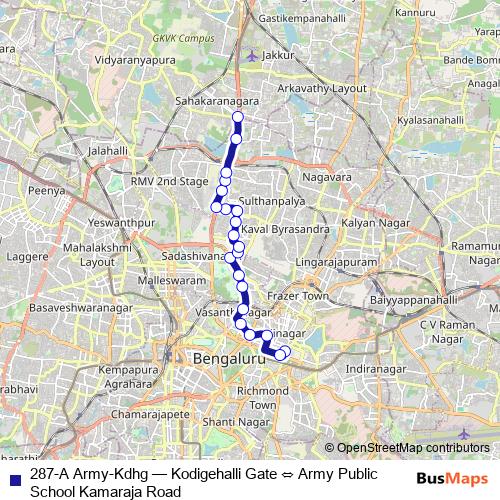 287-A Army-Kdhg bus Line Map